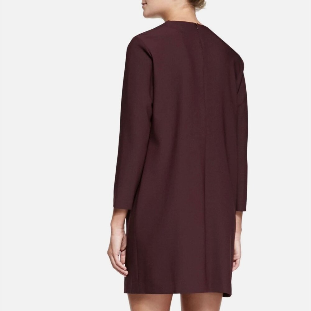 Theory Kula W Trinity 2 Burgundy Long Sleeve Shift Dress 4 - Picture 2 of 7